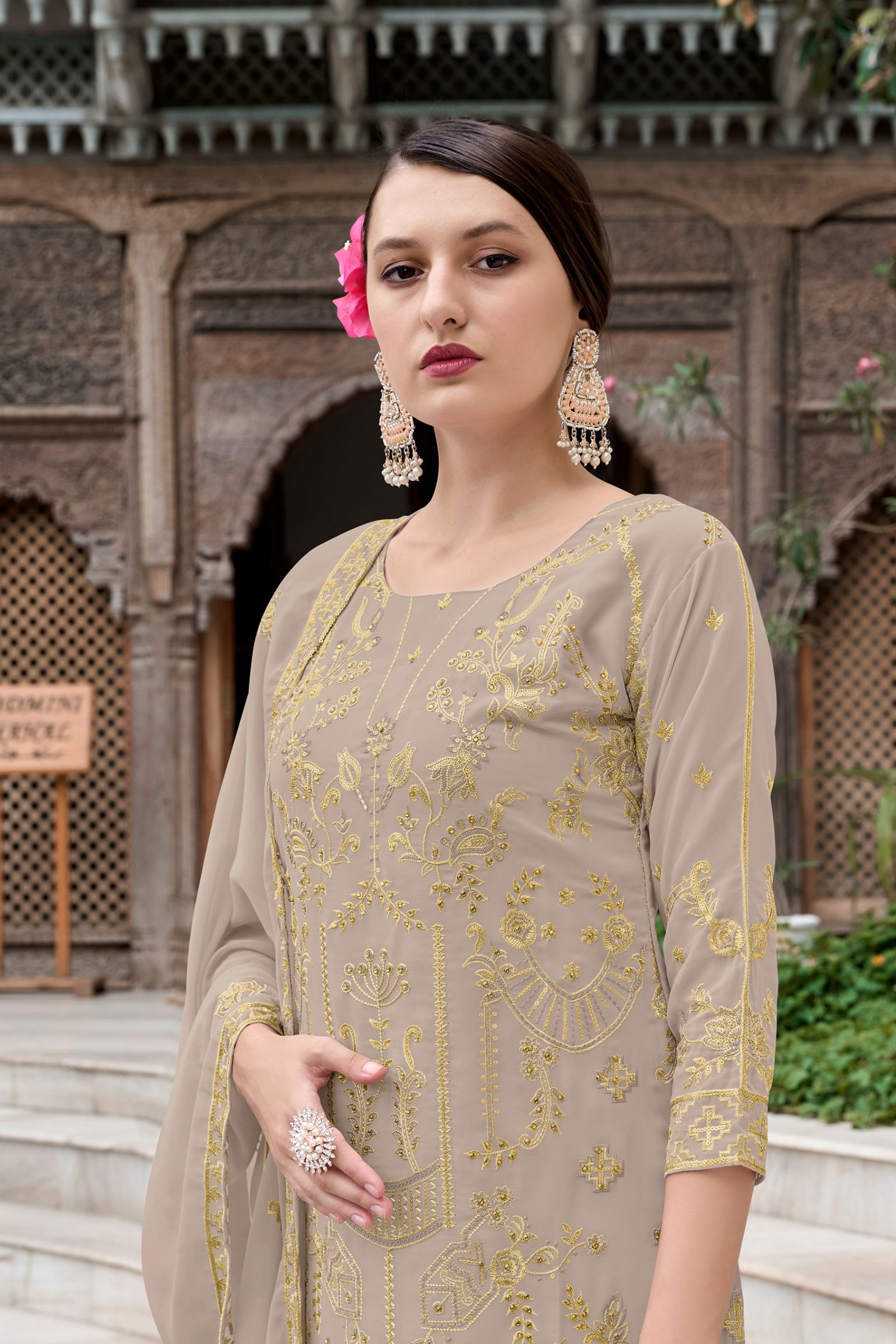 Al Fathima Ghazal Embroidery Georgette Readymade Suits Wholesale Price In Surat